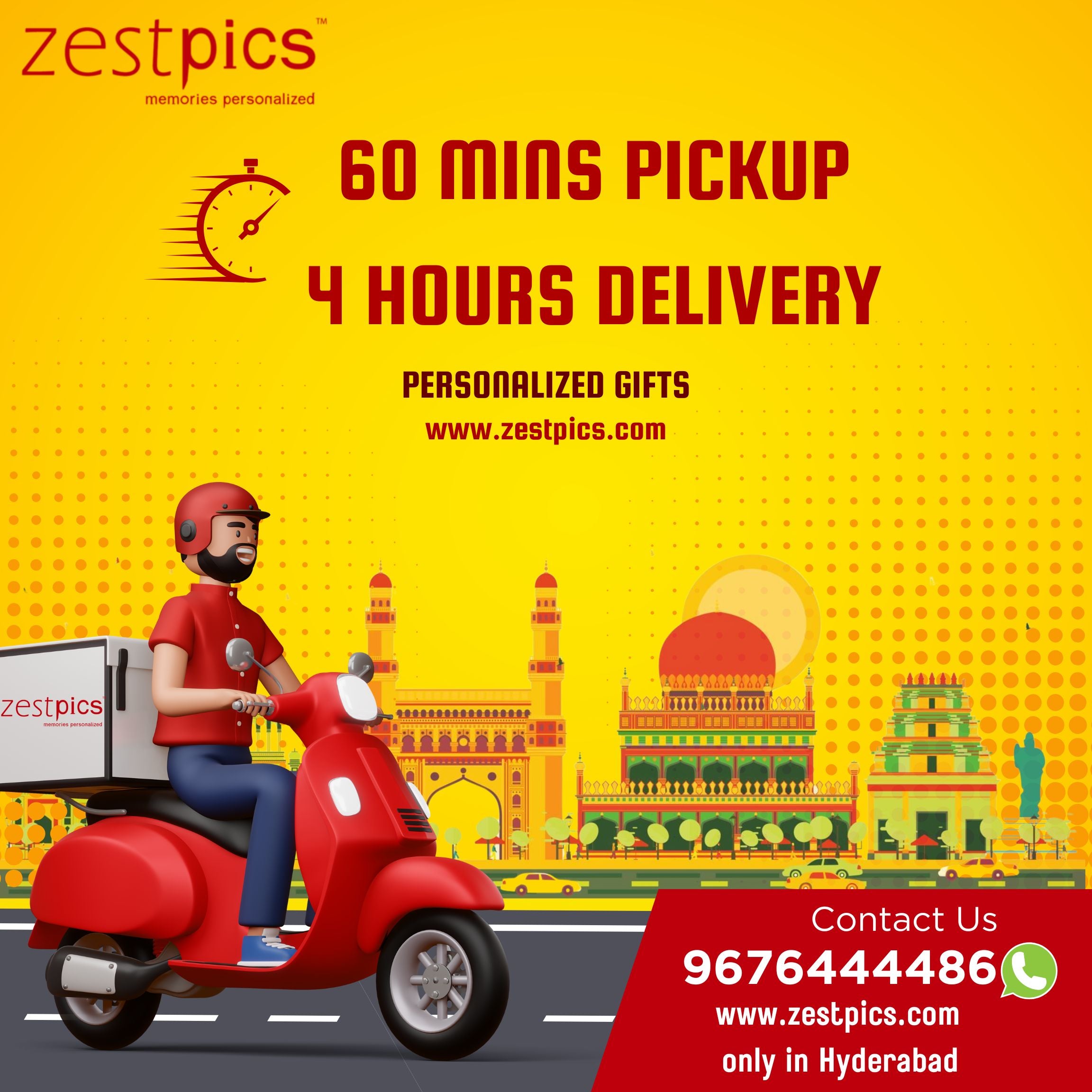 Same Day Delivery/ Pickup of Personalised Gifts in Hyderabad by Zestpi