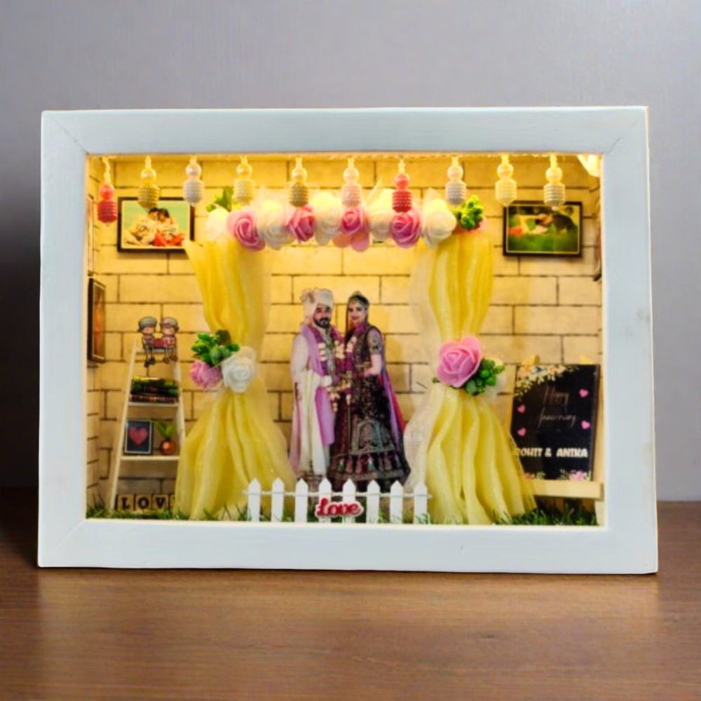 Personalised 3D Miniature Box Photo Frame with LED Lights as Anniversary Gifts (Customizable) | Zestpics