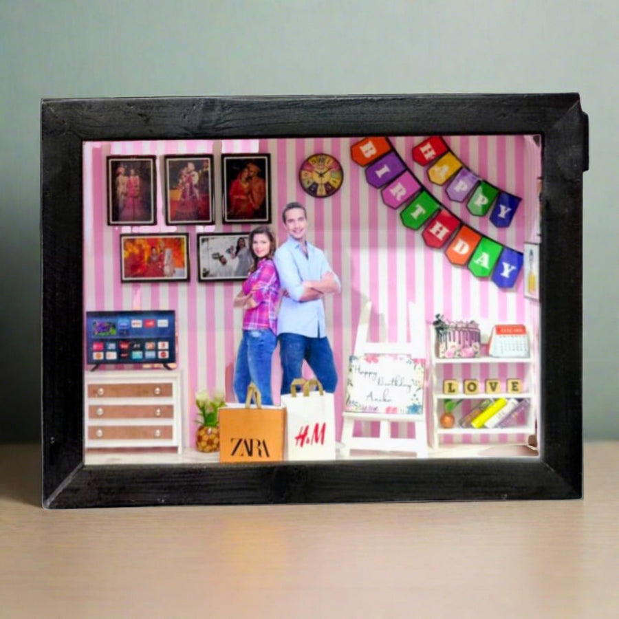 Personalised 3D Miniature Box Photo Frame with LED Lights as Birthday Gifts | Zestpics