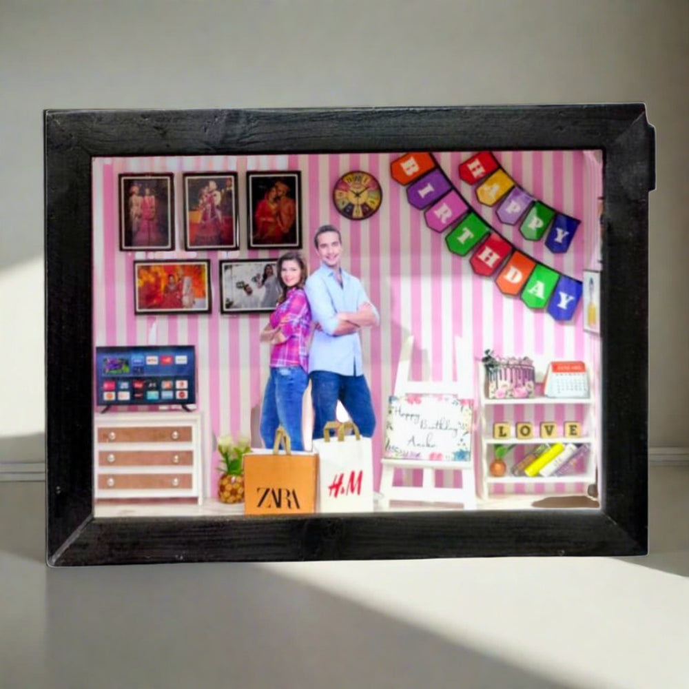 Personalised 3D Miniature Box Photo Frame with LED Lights as Birthday Gifts | Zestpics