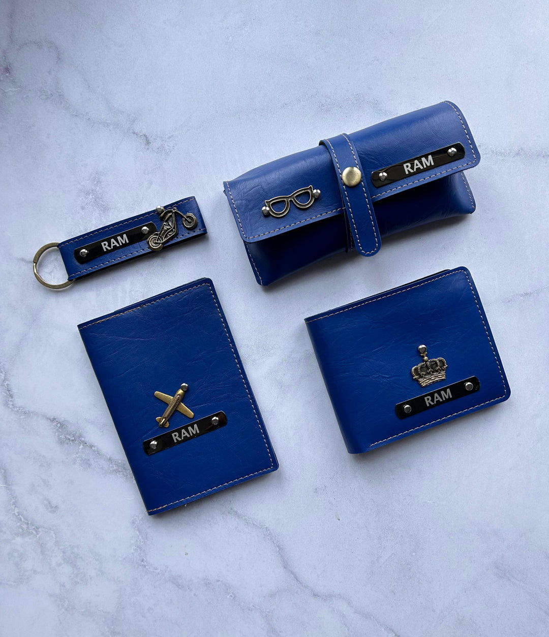 Personalized Travel Set with Wallet, Passport Cover, Keychain, and Name Tag (Zestpics)