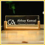 Personalised LED Desk Name Plate – Custom Name with CA Design | Elegant Desk Display