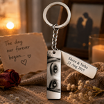 Personalized Eye Engraved Metal Keychain | Custom Photo Engraved Keychain Gift