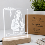Personalized LED Acrylic Portrait Lamp for Doctors | Custom Photo Engraved Name Lamp Gift