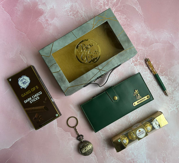 Mom Deserves the Best! Mother's Day Hamper with Wallet & Pen Personalization (₹2999) | Zestpics