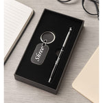 Personalised Pen & Keychain Gift Set in Box – Custom Engraved with Name