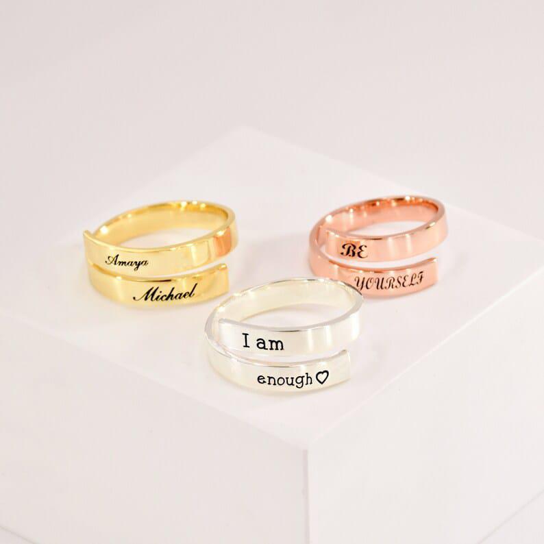 Personalized Heart Couple Rings | Valentine's Gift | Zestpics