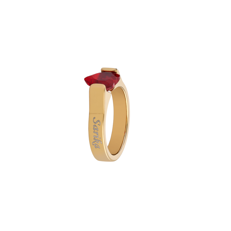 Personalised Name Ring with Red Heart Ruby Stone | A Unique and Meaningful Gift