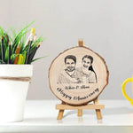 Happy Birthday Wooden Slice Engraved Photo Frame (4 to 12 Inches) - Personalized Birthday Gift