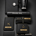 Personalized Premium Black Gift Set for Men – Diary, Mug, Wallet, Pen & Accessories