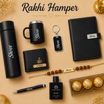 Personalized Rakhi Hamper for Brother | Custom Name Gift Set with Diary, Wallet, Bottle, Mug, Pen, Keychain & Rudraksha Rakhi