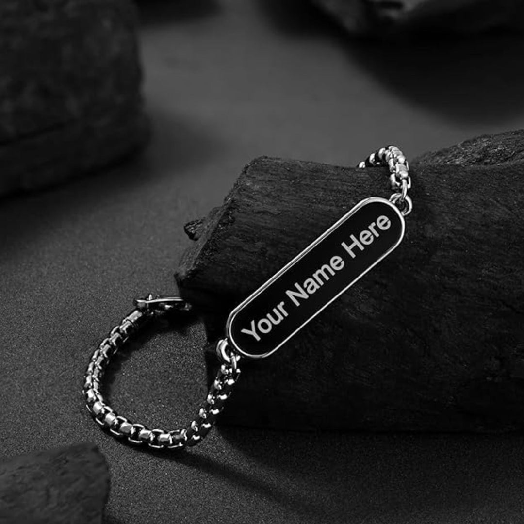 Custom Name Engraved Bracelet Chain for Men & Women – Available in Gold, Silver, Rose Gold & Black | Zestpics