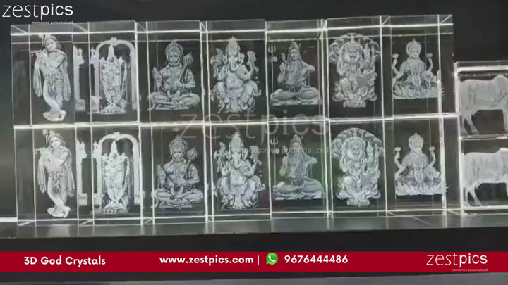 Laser-engraved 3D Ganesha Crystal Gift on Display | Zestpics