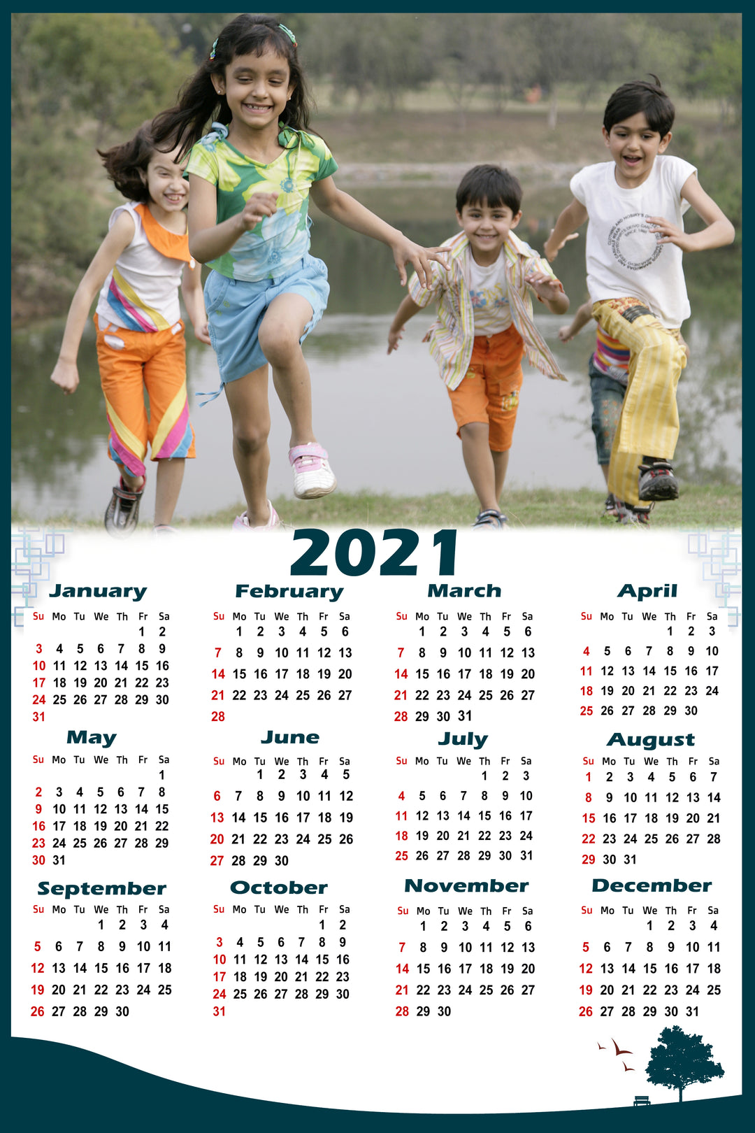 2021 Personalized yearly calendar, Custom calendars online, Photo calendars online in India