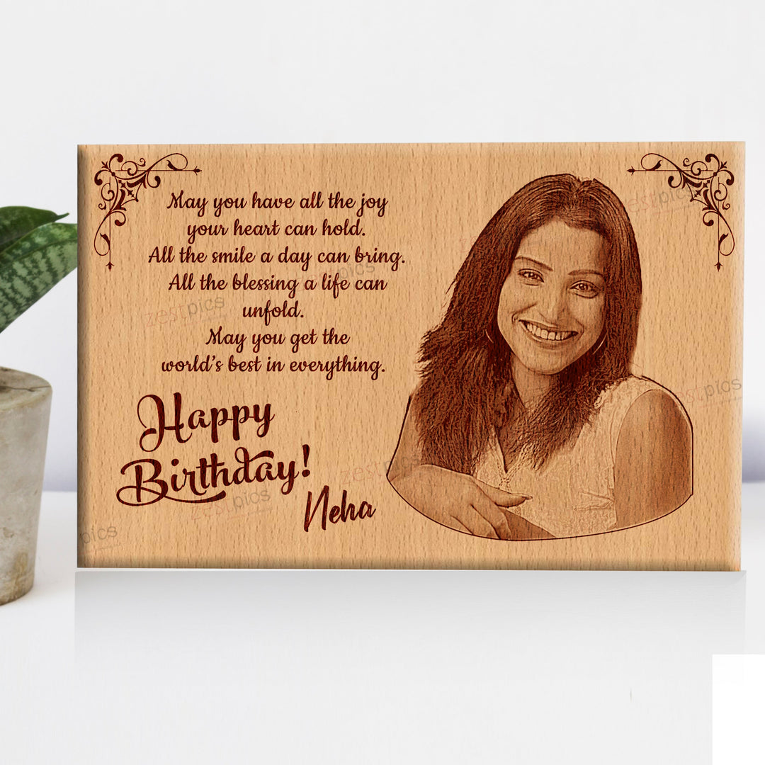 Birthday Gifts, Personalized Engraved Wooden Photo Plaque Gift for Birthday Gifts