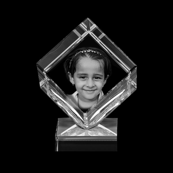 8x8x8 Cube 2D Crystal, 2D Personalized Single Image Crystal with Stand