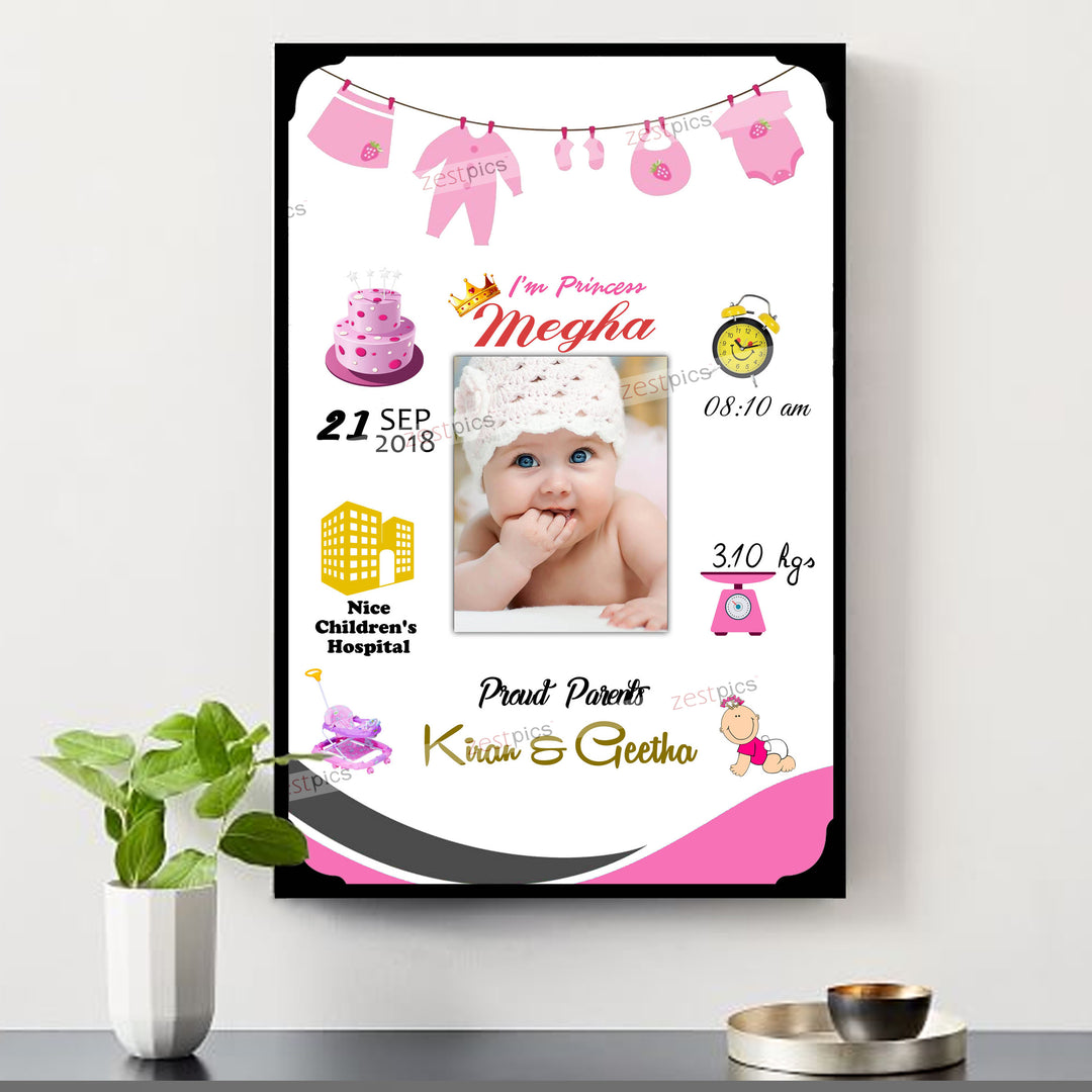Gift to NewBorn, Personalised Baby Birth Frame - Newborn Baby Gifts | Zestpics