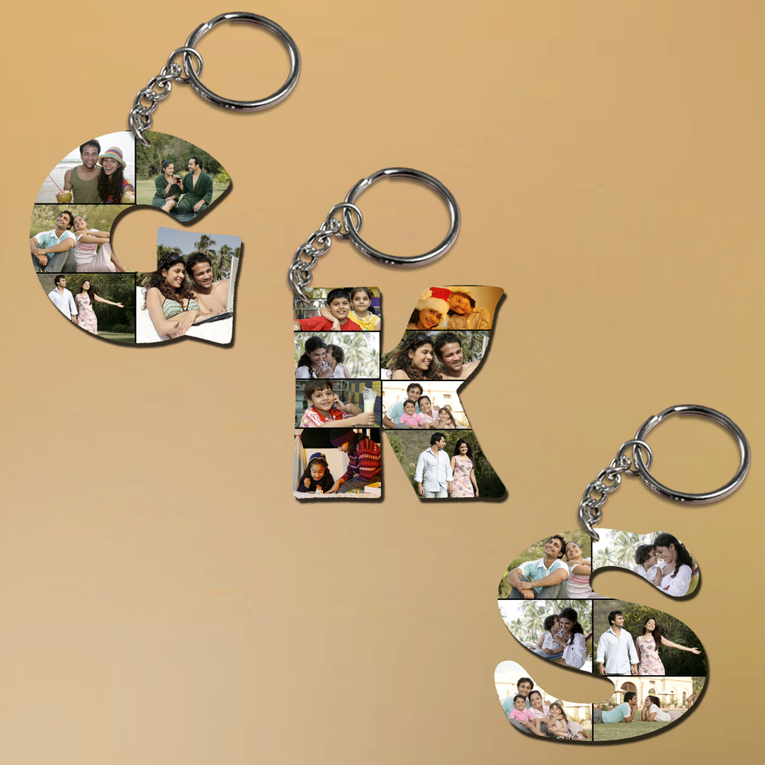 Buy/ Send Personalized Alphabet Photo Key Ring | Alphabet Keychain India