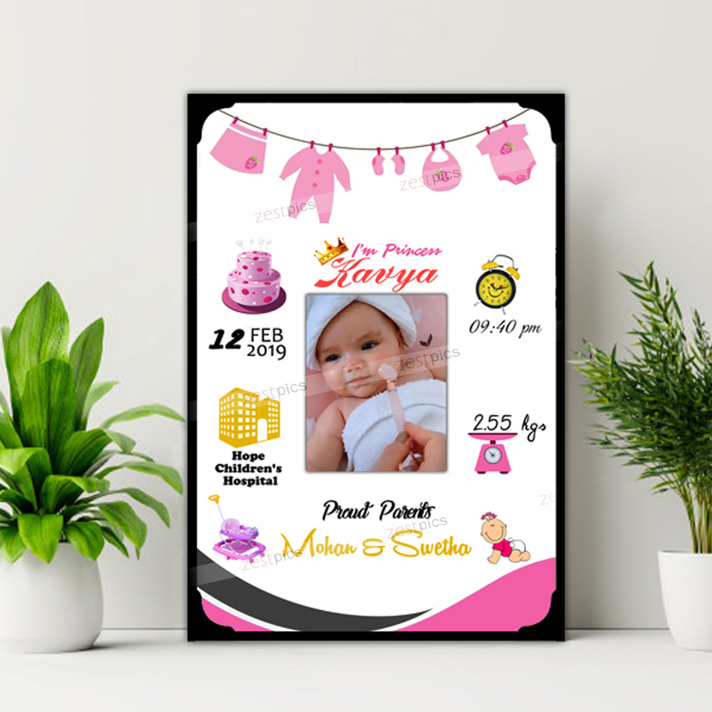 Gift to NewBorn, Personalised Baby Birth Frame - Newborn Baby Gifts | Zestpics