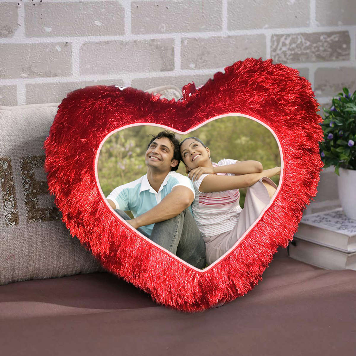 Heart pillow top with photo