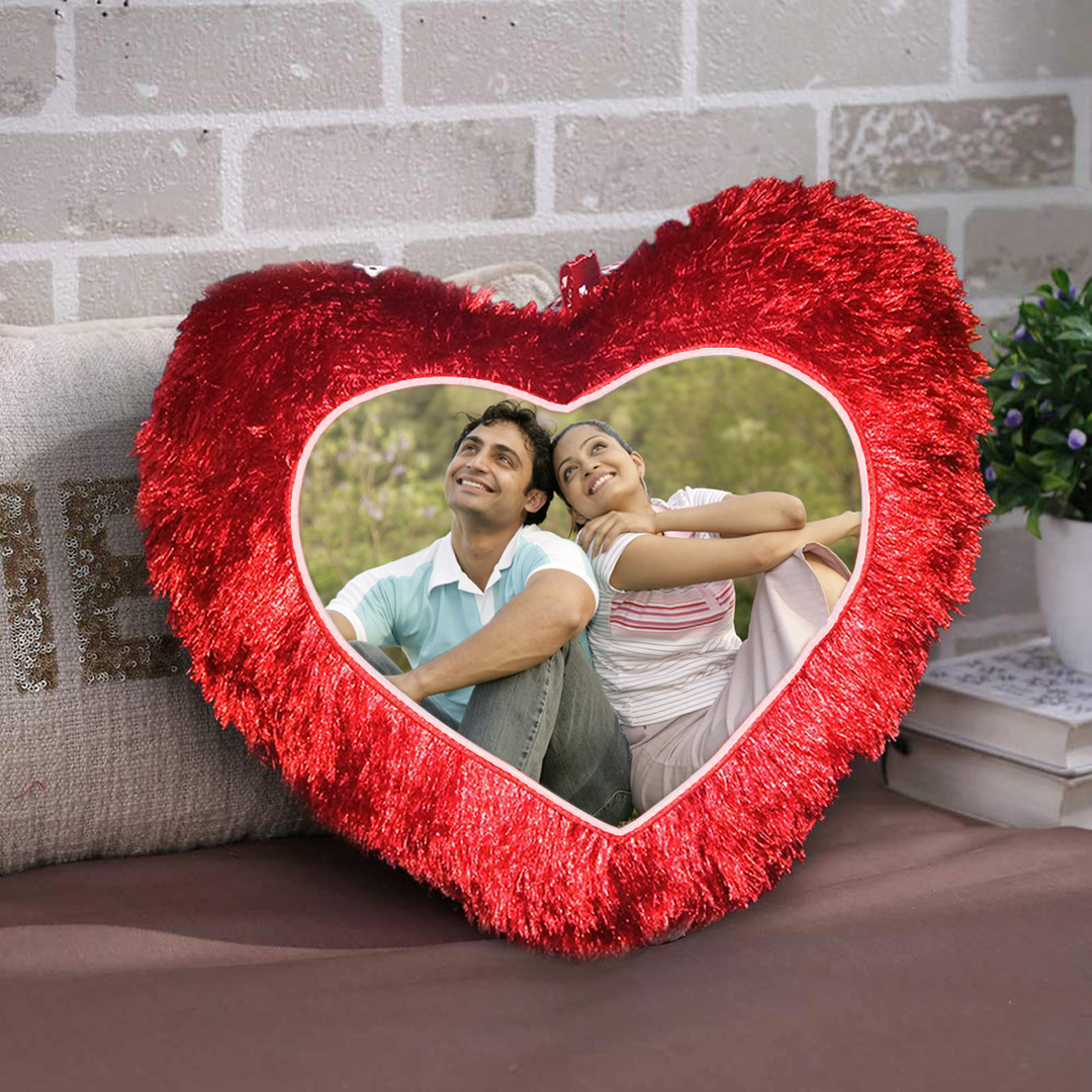 Valentines gifts for her, Buy personalised heart shaped cushion | Buy custom photo heart pillow online