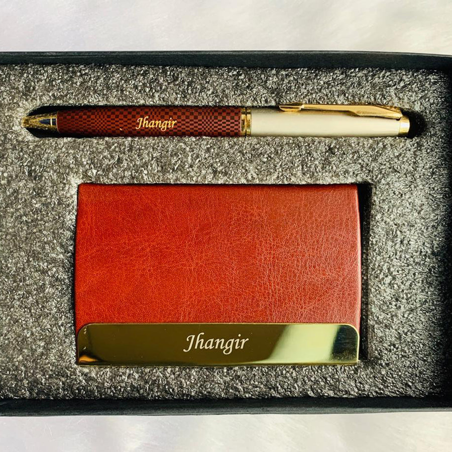 Mens Gift Set | Leather Mens Card Holder, Pen, Keychain | Zestpics