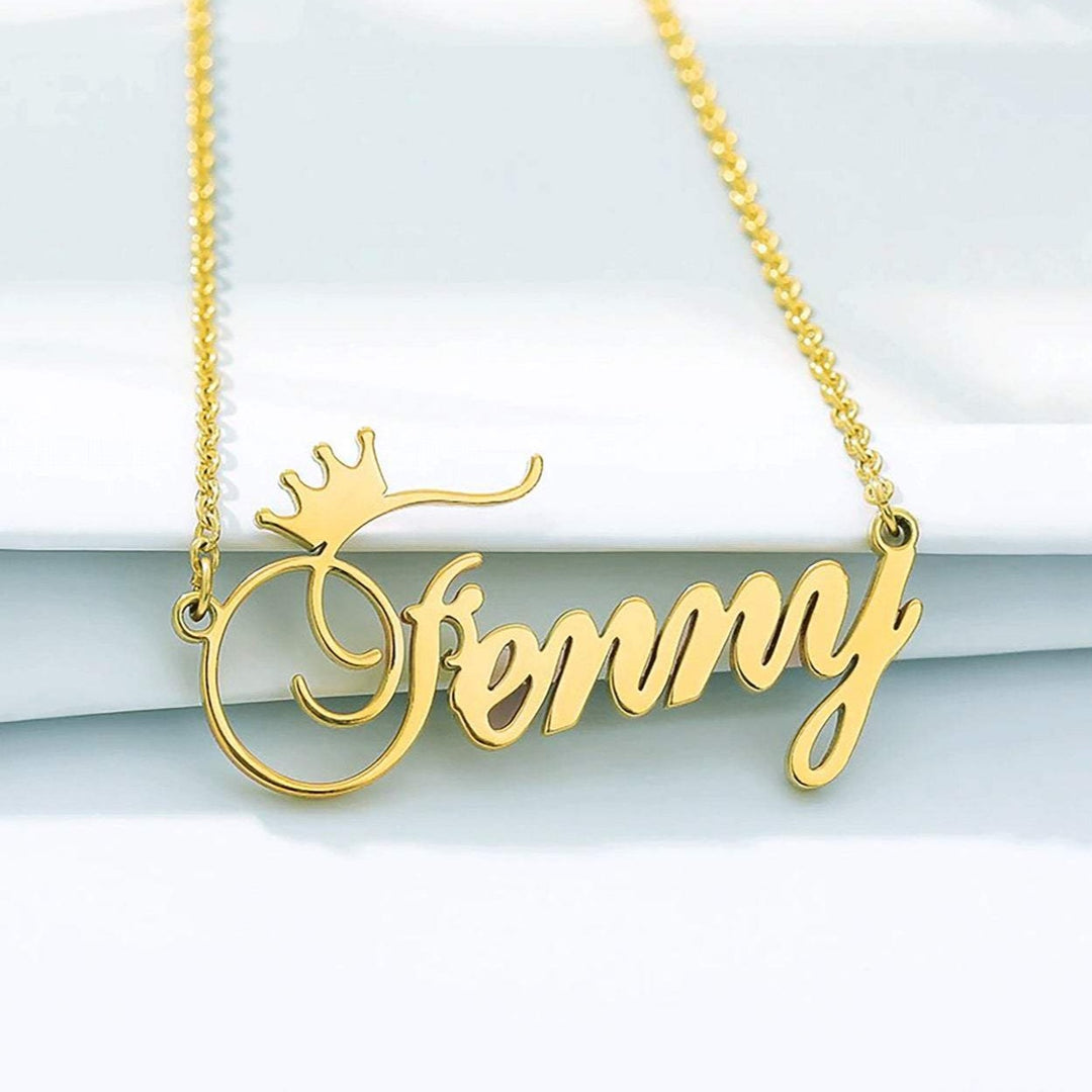 Gold Plated Crown Name Necklace