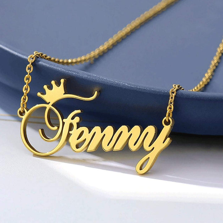 Gold Plated Crown Name Necklace