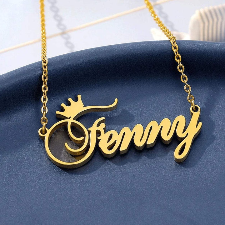 Gold Plated Crown Name Necklace