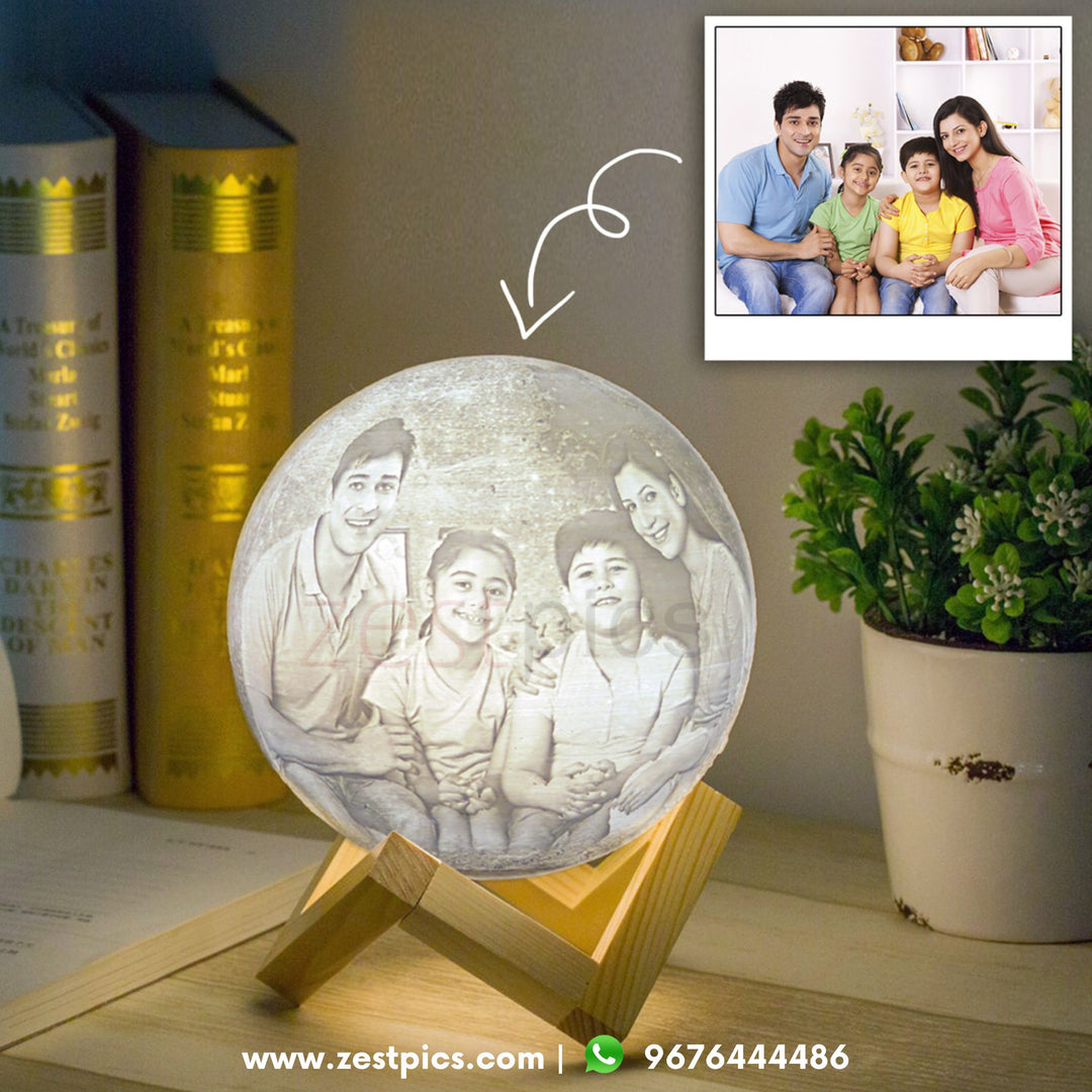 Illuminate Memories: Personalised 3D Photo Moon Lamp in Hyderabad | Zestpics