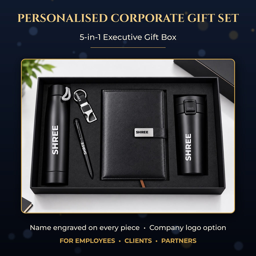 Premium personalised corporate gift set – 5-in-1 executive gift box for employees, clients and partners