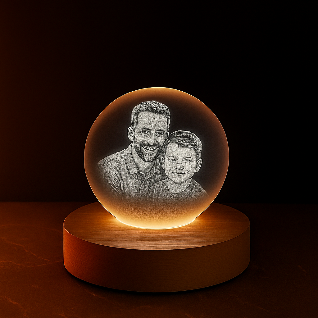 Customised 3D Photo Crystal Ball with LED base – Zestpics personalized photo gift