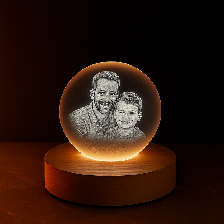 Customised 3D Photo Crystal Ball with LED base – Zestpics personalized photo gift