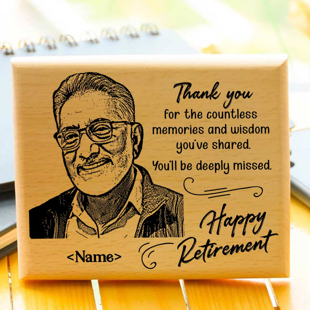 Custom wooden plaque with name and message for retirement | Zestpics.com