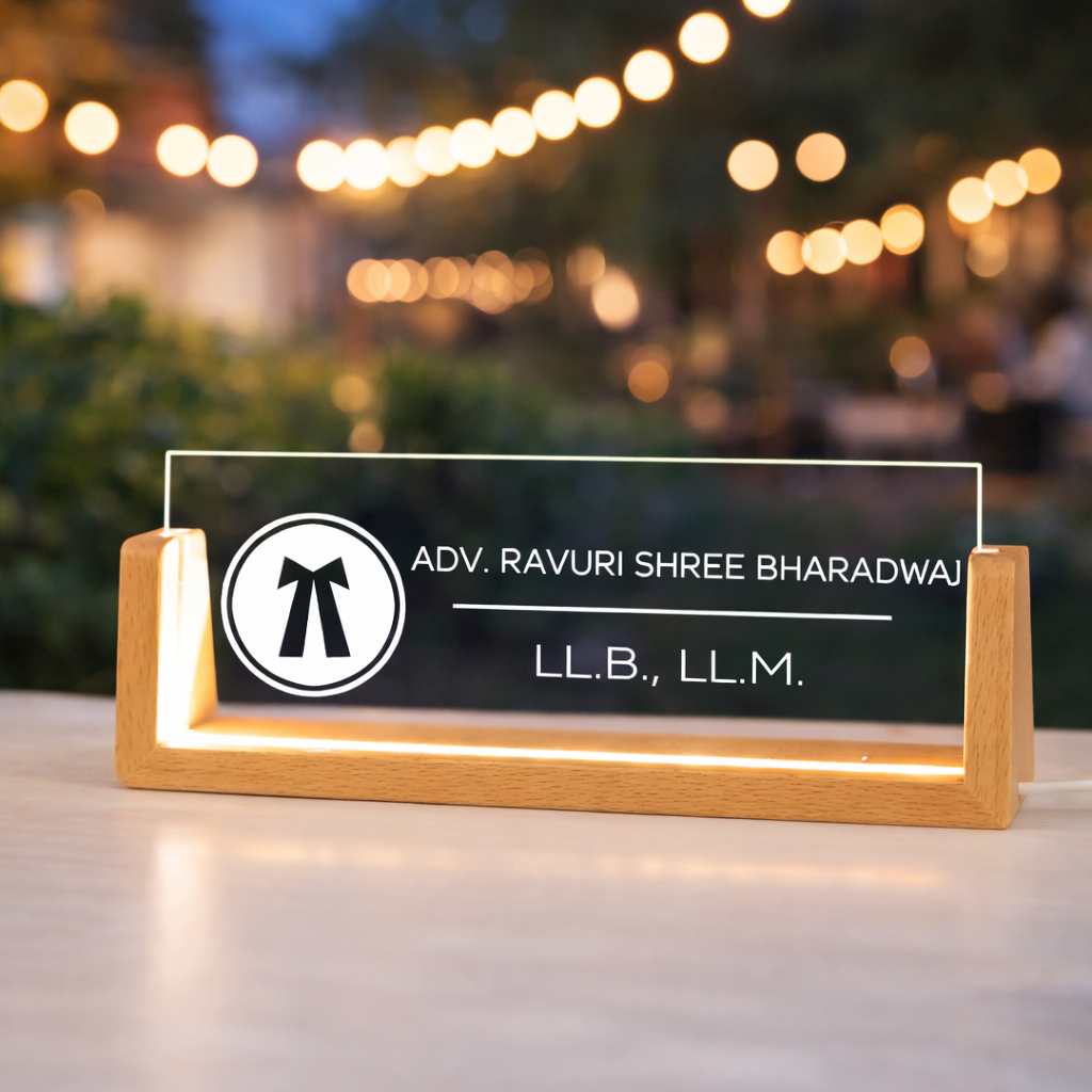 Personalized lawyer name plate with LED glow | Zestpics