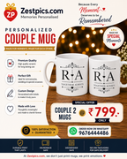 Personalized Couple Mug Set | Custom Name Couple Coffee Mugs | Romantic Gift for Couples | Set of 2 Mugs
