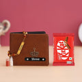 Personalised men's Bangkok leather wallet with engraved name with Personalsied Name on Rudrakhsa Rakhi - Zestpics