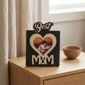 Personalized Best Mom wooden photo frame with heart design | Zestpics