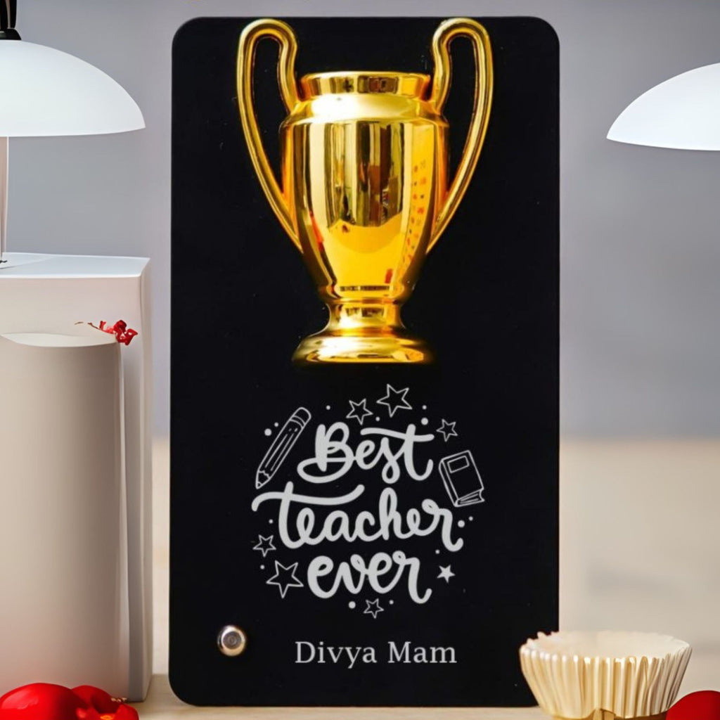 Personalised Best Teacher Ever Trophy | Custom Engraved Teacher Gift | Zestpics