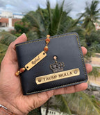 Rudraksha rakhi with engraved wallet for Raksha Bandhan gifting – Zestpics

