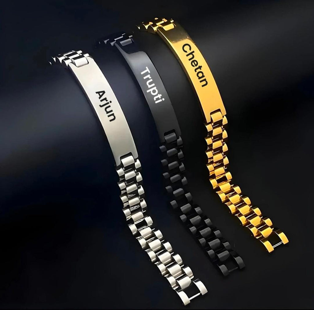 Custom engraved silver stainless steel bracelet gift - Zestpics

