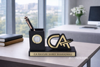 Personalized CA name plate with pen stand and clock | Zestpics