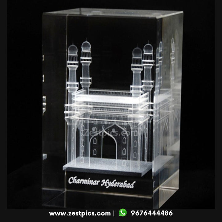 Buy or Send Hyderabad Charminar 3D Crystals Mementos online in India at Zestpics, Hyderabad