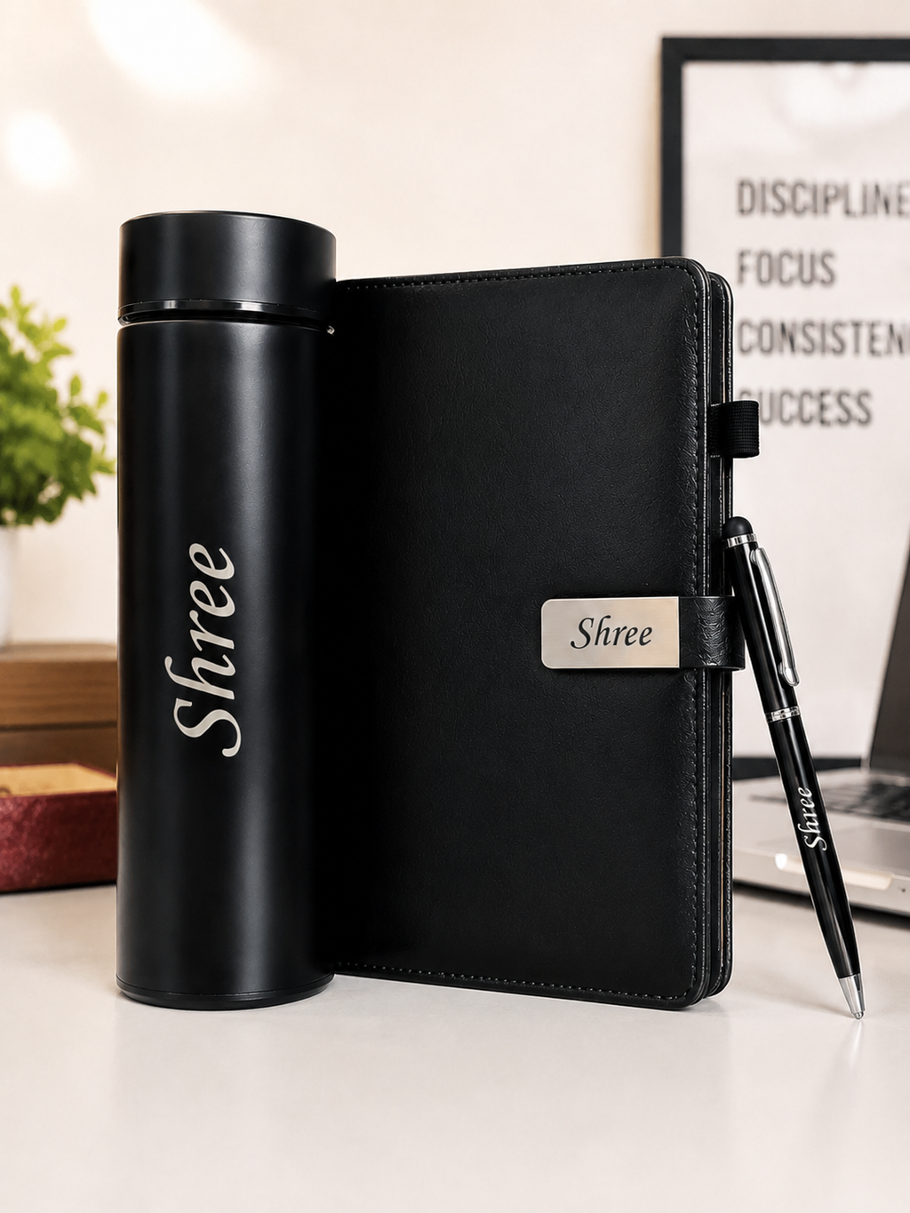 Personalized Executive Gift Combo with Custom Name Notebook, Bottle & Pen | Premium Corporate Gift  Zestpics