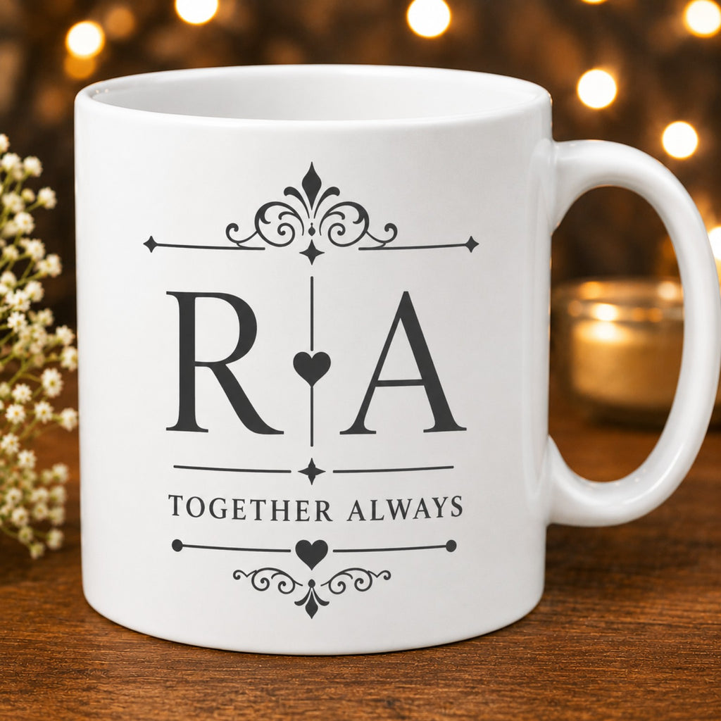 Personalized Couple Mug Set | Custom Name Couple Coffee Mugs | Romantic Gift for Couples | Set of 2 Mugs