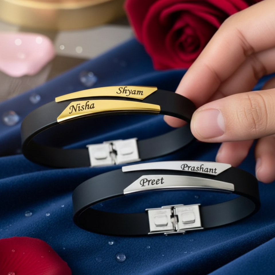 personalised couple name bracelet by zestpics