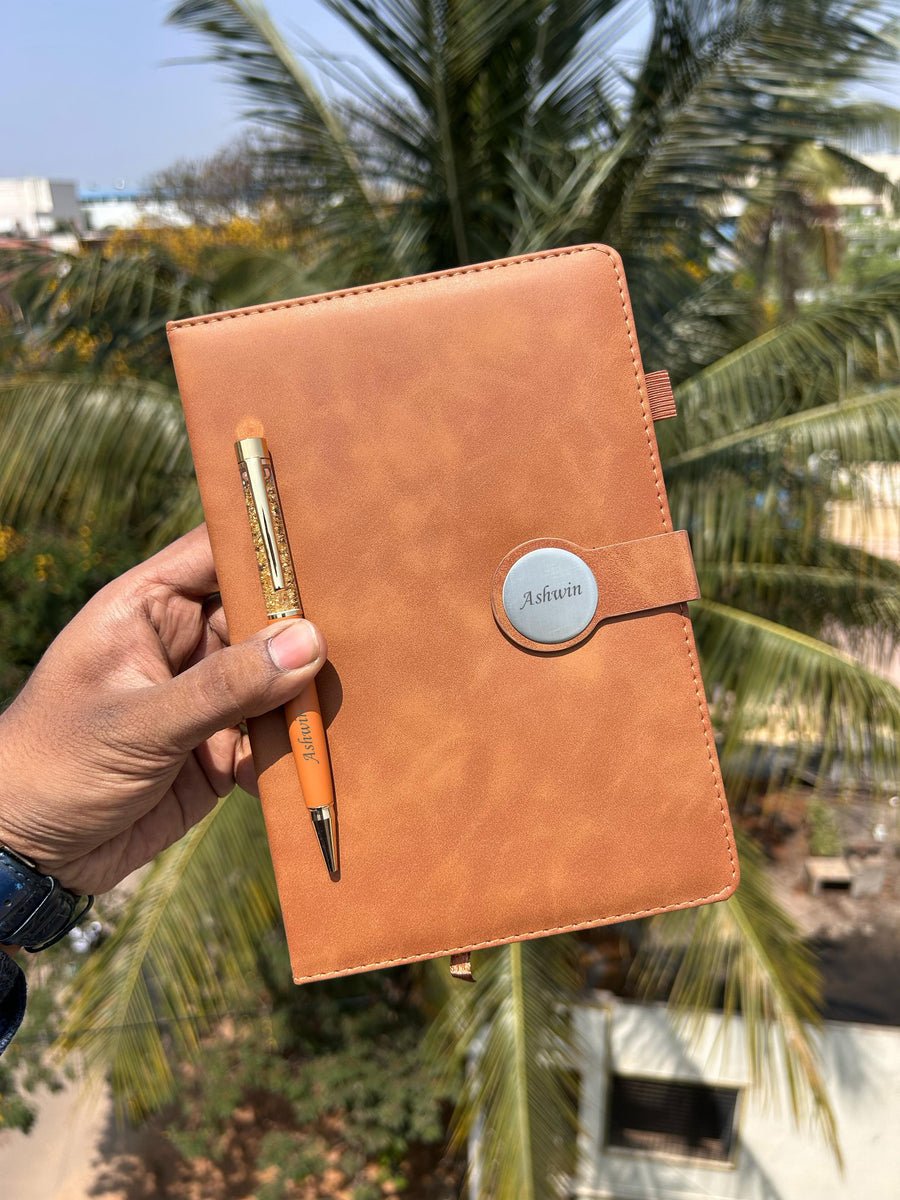 Custom Name Engraved Diary – Tan | Zestpics
