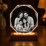 Personalized Diamond Crystal Photo Frame with LED Base | Family Photo Gift | Zestpics