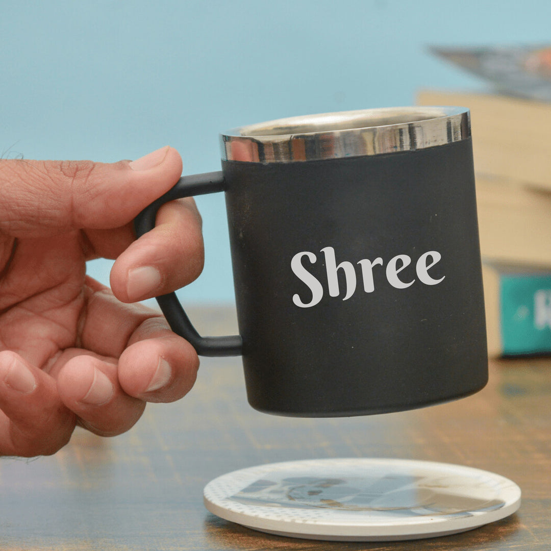 Personalised black steel mugs make great gifts for birthdays, holidays, or just to show someone you care. Choose from a variety of fonts and colors to create a mug that's truly one-of-a-kind. Order yours today!