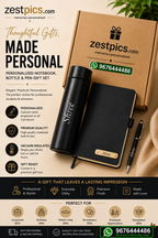 Personalized Executive Gift Combo with Custom Name Notebook, Bottle & Pen | Premium Corporate Gift | Zestpics